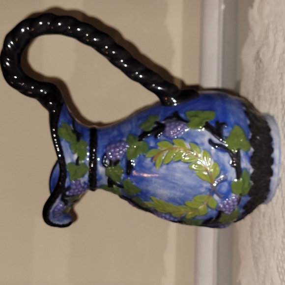 Vintage Hand Painted Pitcher Man & Grapes - Picture 6 of 16